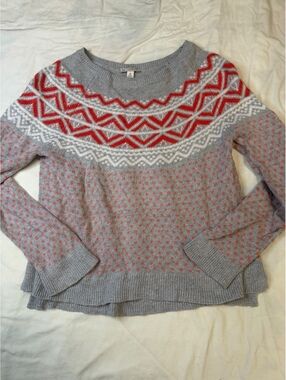 Gap Vintage Cotton Rabbit Hair Blend Fair Isle Crewneck Sweater S
